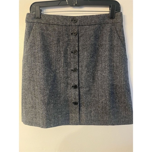 J.Crew Women's Gray Herringbone Faux Button A-Line Skirt‎ Size 6 - Picture 1 of 7